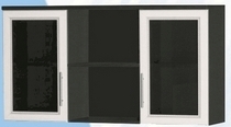Антресоль большая с двумя стеклодверями ДЛЯ ГОСТИНОЙ АБС-2 Венге/Дуб выбеленный в Оби - ob.katalogmebeli.com | фото