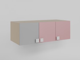 Антресоль на шкаф 3-х створчатый (Розовый/Серый/корпус Клен) в Оби - ob.katalogmebeli.com | фото 1