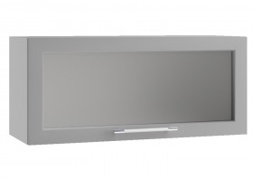 Барселона ШВГС 800 Шкаф верхний горизонтальный со стеклом (Седой клён/корпус Белый) в Оби - ob.katalogmebeli.com | фото