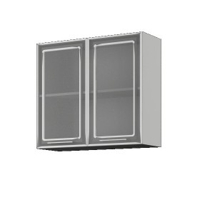 Бетон ШВС 800 Шкаф верхний с двумя дверцами со стеклом в Оби - ob.katalogmebeli.com | фото