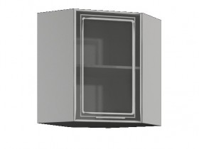 Бетон ШВУС 550*550 Шкаф верхний угловой с одной дверцей со стеклом в Оби - ob.katalogmebeli.com | фото