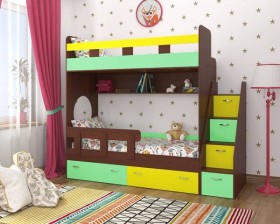 Детская двухъярусная кровать Юниор-1 Белый/Синий Распродажа в Оби - ob.katalogmebeli.com | фото 4