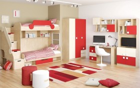 Детская комната Бэрри (Бежевый/Красный/корпус Клен) в Оби - ob.katalogmebeli.com | фото 2