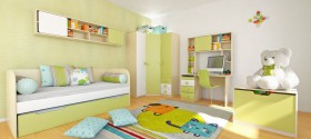 Детская комната Эппл (Зеленый/Белый/корпус Клен) в Оби - ob.katalogmebeli.com | фото 5