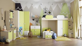 Детская комната Эппл (Зеленый/Белый/корпус Клен) в Оби - ob.katalogmebeli.com | фото 13