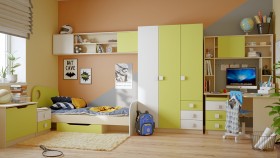 Детская комната Эппл (Зеленый/Белый/корпус Клен) в Оби - ob.katalogmebeli.com | фото 11