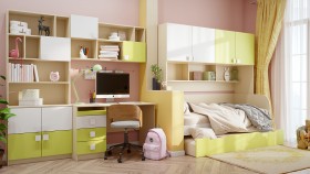 Детская комната Эппл (Зеленый/Белый/корпус Клен) в Оби - ob.katalogmebeli.com | фото 12