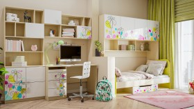 Детская комната Флёр (Белый/корпус Клен) в Оби - ob.katalogmebeli.com | фото