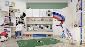 Детская комната Футбол ЧМ (Белый/Синий/корпус Клен) в Оби - ob.katalogmebeli.com | фото 2