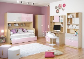 Детская комната Грэйси (Розовый/Серый/корпус Клен) в Оби - ob.katalogmebeli.com | фото 2