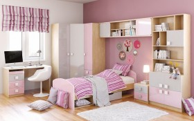 Детская комната Грэйси (Розовый/Серый/корпус Клен) в Оби - ob.katalogmebeli.com | фото 3