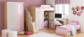 Детская комната Грэйси (Розовый/Серый/корпус Клен) в Оби - ob.katalogmebeli.com | фото 5
