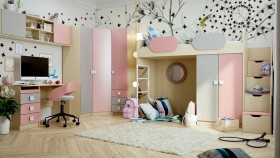 Детская комната Грэйси (Розовый/Серый/корпус Клен) в Оби - ob.katalogmebeli.com | фото 1