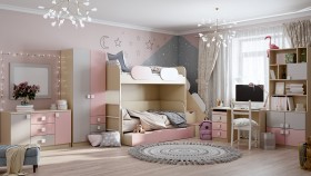 Детская комната Грэйси (Розовый/Серый/корпус Клен) в Оби - ob.katalogmebeli.com | фото 12