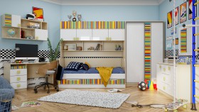 Детская комната Клаксон без машинок (Белый/корпус Клен) в Оби - ob.katalogmebeli.com | фото 5