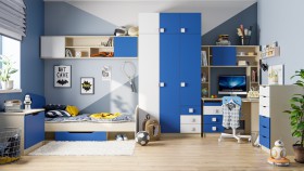 Детская комната Скай (Синий/Белый/корпус Клен) в Оби - ob.katalogmebeli.com | фото 1
