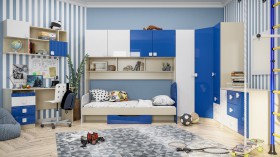 Детская комната Скай Люкс (Синий/Белый/корпус Клен) в Оби - ob.katalogmebeli.com | фото 3