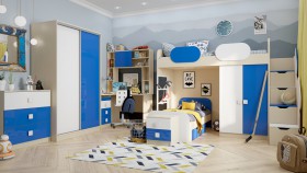 Детская комната Скай Люкс (Синий/Белый/корпус Клен) в Оби - ob.katalogmebeli.com | фото 5