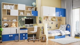 Детская комната Скай Люкс (Синий/Белый/корпус Клен) в Оби - ob.katalogmebeli.com | фото 9