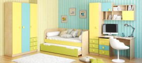 Детская комната Смайли (Желтый/Голубой/Зеленый/корпус Клен) в Оби - ob.katalogmebeli.com | фото 1