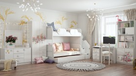 Детская комната Совушки (Белый/корпус Выбеленное дерево) в Оби - ob.katalogmebeli.com | фото 3