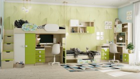 Детская комната Твит (Белый/Зеленый/корпус Клен) в Оби - ob.katalogmebeli.com | фото 8