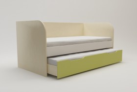 Диван-кровать Эппл (Зеленый/Белый/корпус Клен) в Оби - ob.katalogmebeli.com | фото