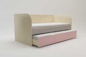 Диван-кровать Грэйси (Розовый/Серый/корпус Клен) в Оби - ob.katalogmebeli.com | фото 2