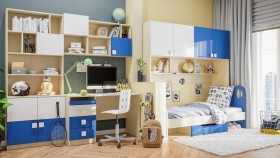 Диван-кровать Скай люкс (Синий/Белый/корпус Клен) в Оби - ob.katalogmebeli.com | фото 4