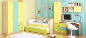 Диван-кровать Смайли (Желтый/Зеленый/корпус Клен) в Оби - ob.katalogmebeli.com | фото 2