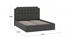 Двуспальная кровать без ПМ «Анабель» Велюр/Графит 1600 в Оби - ob.katalogmebeli.com | фото 3