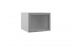 Гарда ГВПГС 600 шкаф верхний горизонтальный глубокий со стеклом высокий (Белый Эмалит/корпус Серый) в Оби - ob.katalogmebeli.com | фото