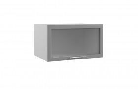 Гарда ГВПГС 800 шкаф верхний горизонтальный глубокий со стеклом высокий (Белый Эмалит/корпус Серый) в Оби - ob.katalogmebeli.com | фото