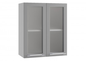 Гарда ПС 600 шкаф верхний со стеклом (Белый Эмалит/корпус Серый) в Оби - ob.katalogmebeli.com | фото