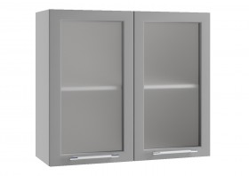 Гарда ПС 800 шкаф верхний со стеклом (Белый Эмалит/корпус Серый) в Оби - ob.katalogmebeli.com | фото