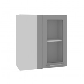 Гарда ПУС 650 шкаф верхний угловой со стеклом (Белый Эмалит/корпус Серый) в Оби - ob.katalogmebeli.com | фото