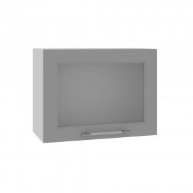 Гарда ВПГС 600 шкаф верхний горизонтальный со стеклом высокий (Белый Эмалит/корпус Серый) в Оби - ob.katalogmebeli.com | фото