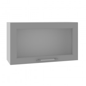 Гарда ВПГС 800 шкаф верхний горизонтальный со стеклом высокий (Белый Эмалит/корпус Серый) в Оби - ob.katalogmebeli.com | фото