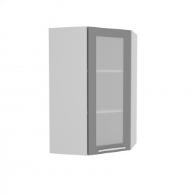 Гарда ВПУС 550 шкаф верхний угловой со стеклом высокий (Белый Эмалит/корпус Серый) в Оби - ob.katalogmebeli.com | фото