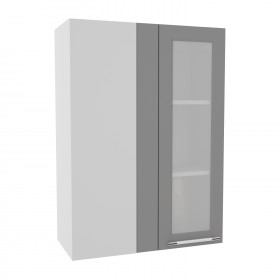 Гарда ВПУС 650 шкаф верхний угловой со стеклом высокий (Белый Эмалит/корпус Серый) в Оби - ob.katalogmebeli.com | фото