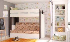 Кровать с диваном 75 Карамель Атлант (Венге Магия /Сосна Карелия/Савана) в Оби - ob.katalogmebeli.com | фото