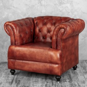 Кресло кожаное Лофт Честер-Нью (Коричневый) в Оби - ob.katalogmebeli.com | фото