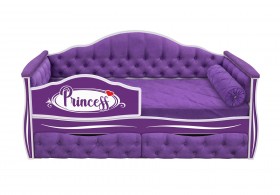 Кровать 160 серии Иллюзия 2 ящика 32 Фиолетовый (мягкие боковые накладки/подушка валик) в Оби - ob.katalogmebeli.com | фото