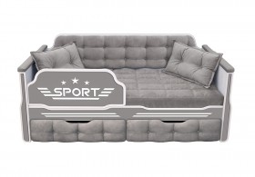 Кровать 160 серии Спорт 2 ящика 45 Серый (подушки) в Оби - ob.katalogmebeli.com | фото 1