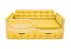 Кровать 160 серии Спорт 2 ящика 74 Жёлтый (мягкие боковые накладки) в Оби - ob.katalogmebeli.com | фото 1