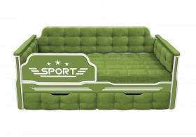 Кровать 160 серии Спорт 2 ящика 76 Зелёный (мягкие боковые накладки) в Оби - ob.katalogmebeli.com | фото