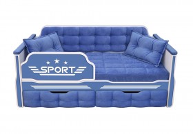 Кровать 160 серии Спорт 2 ящика 85 Синий (подушки) в Оби - ob.katalogmebeli.com | фото