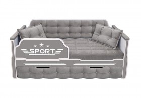 Кровать 170 серии Спорт 1 ящик 45 Серый (подушки) в Оби - ob.katalogmebeli.com | фото 1