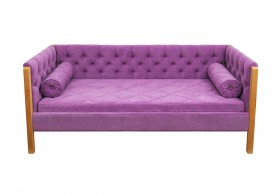 Кровать 180 серии Леди  32 Фиолетовый (подушка валик) в Оби - ob.katalogmebeli.com | фото