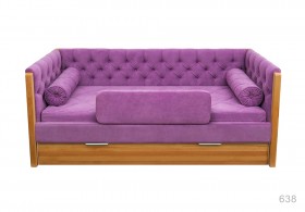 Кровать 180 серии Леди + ящик 32 Фиолетовый (мягкий бортик/подушка валик) в Оби - ob.katalogmebeli.com | фото